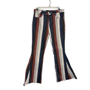 Saints & Hearts striped denim bell bottom wide leg pants  multi color size M